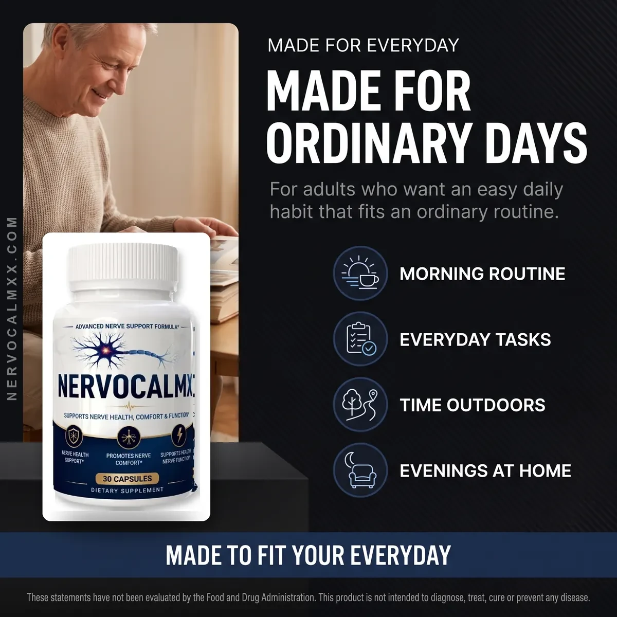 NervoCalmX made for everyday use: morning routine, everyday tasks, time outdoors and evenings at home